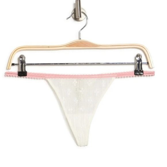 NWT Free People Gabrielle Thong Underwear Ivory Pink Size Medium New With Tags - Picture 6 of 6